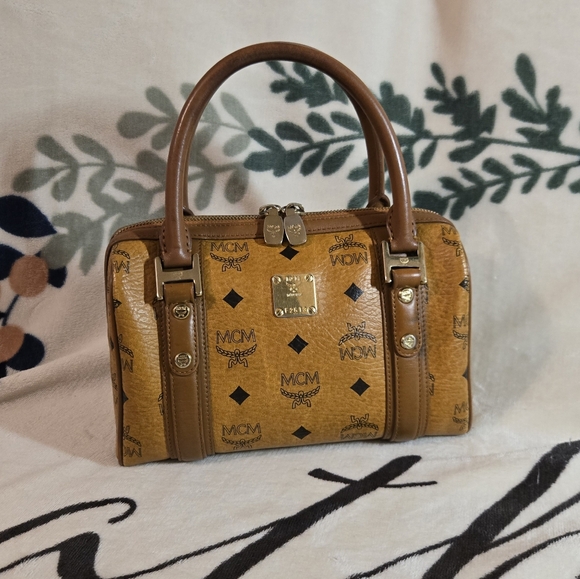💯 Authentic MCM Mini Boston Handbag (Cognac)